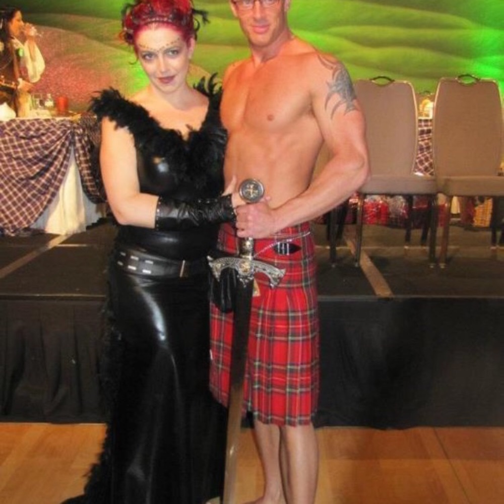 Halloween pleather dress,gauntlets,claws,feathers